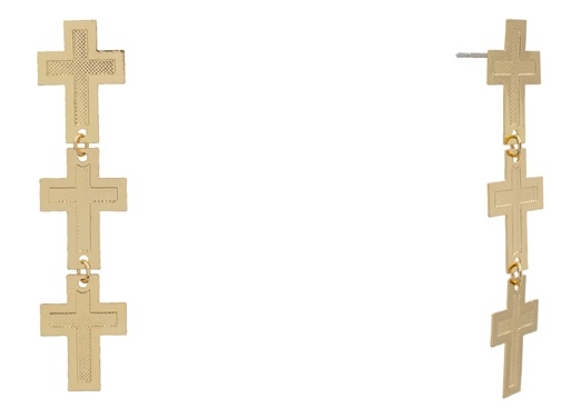 Filigree 3 Drop Cross Earrings
