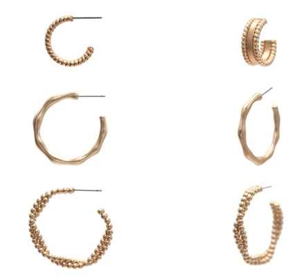 3 PC Hoop Earrings
