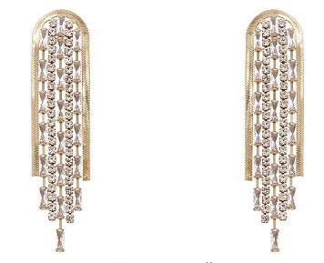 Mixed Stone Chain Drop Earrings