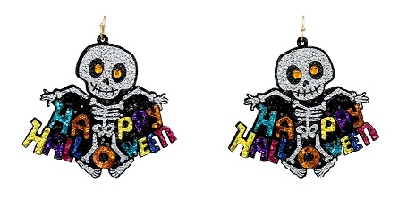 Glitter Happy Halloween Earrings