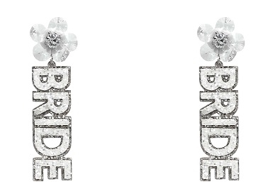 Wedding Dress Leather Glitter Earrings