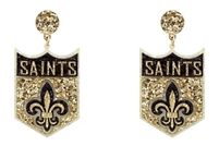 Saints Glitter Shield Earrings