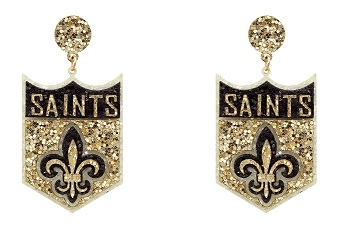 Saints Glitter Shield Earrings