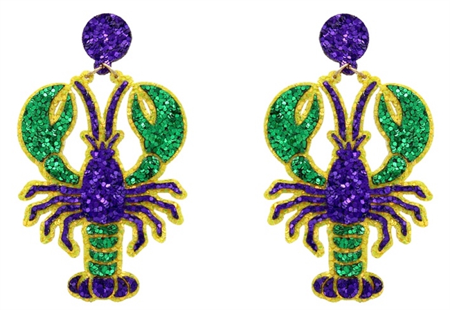 Mardi Gras Crawfish Earrings