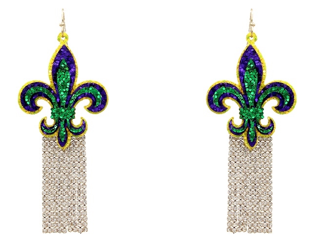 Mardi Gras Glitter  Earrings
