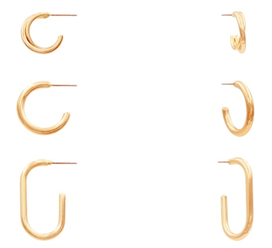 3 PC Hoop Earrings