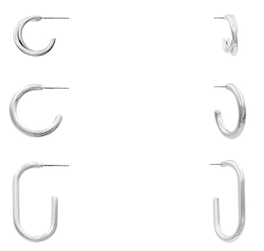 3 PC Hoop Earrings