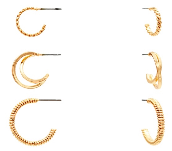 3 PC Hoop Earrings