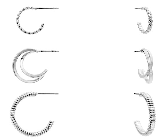 3 PC Hoop Earrings
