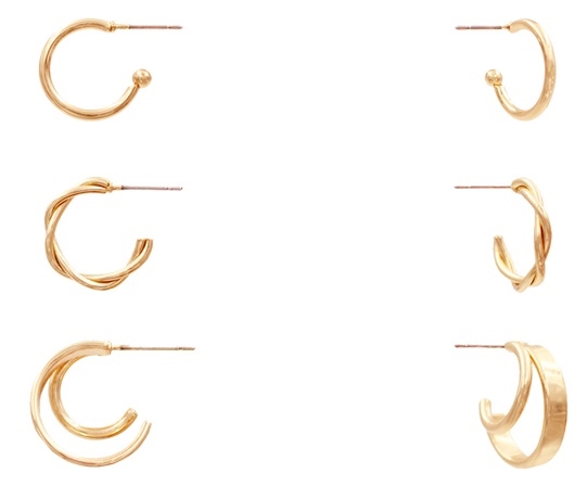 3 PC Hoop Earrings