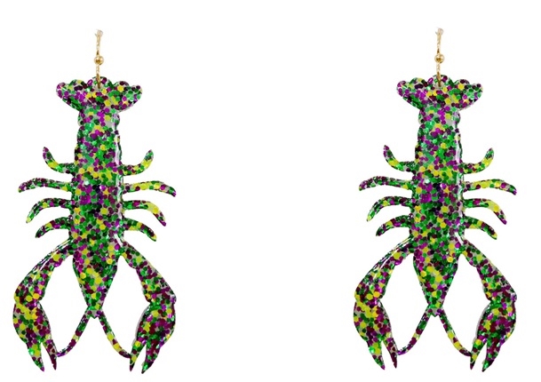Mardi Gras Crawfish Earrings