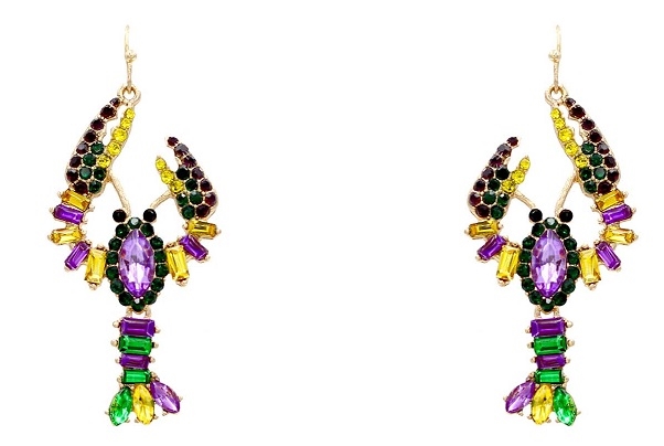 Mardi Gras Crawfish Stone Earrings