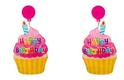 Happy Birthday Cupcake Earrings