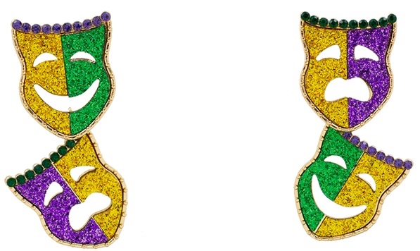 Mardi Gras Glitter Mask Earrings