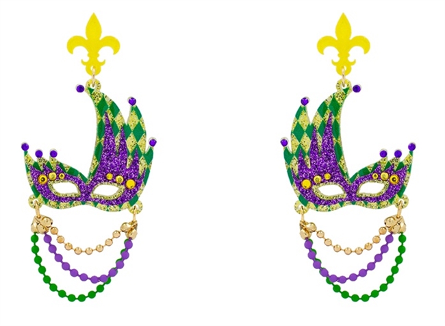 Mardi Gras Mask W/Beads