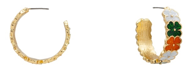 St Patricks Clover Hoop  Earrings