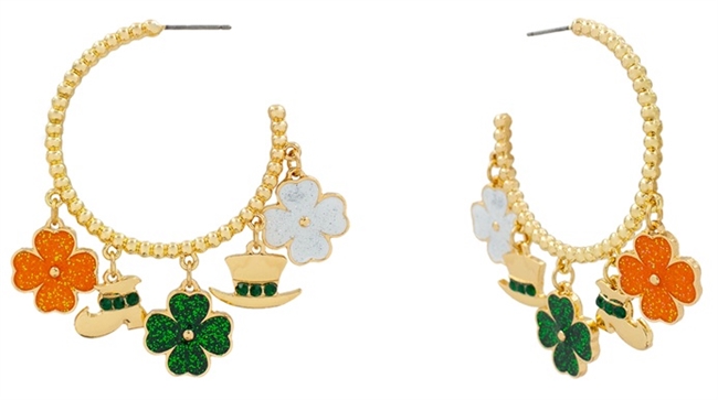 Clover Charm Hoop Earrings