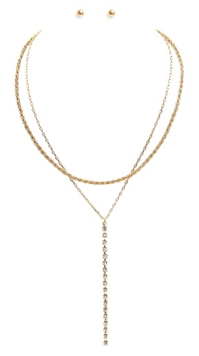 Y Neck Rhinestone Drop Necklace