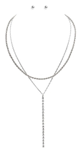Y Neck Rhinestone Drop Necklace