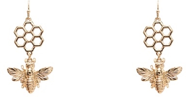 Bee W/ Honeycomb Drop Earrings
