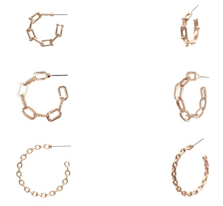 3 PC Hoop Earrings
