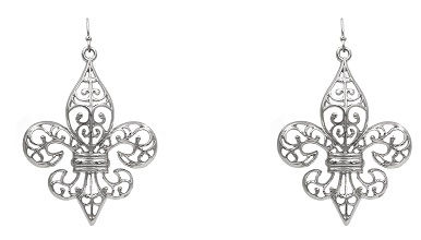 Dangle Scroll Fleur de Lis Earrings