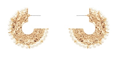 Hammered Pearl  Earrings