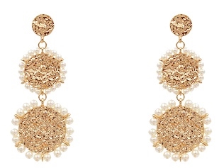 Hammered Pearl Drop Earrings