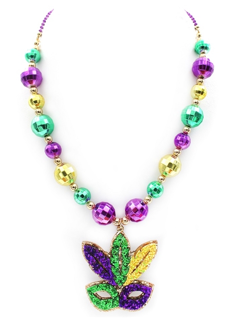 Mardi Gras Glitter Mask Necklace