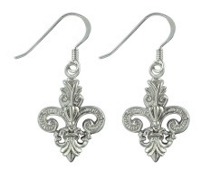 Scroll Fleur de Lis Dangle Earrings