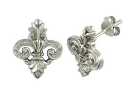 Scroll Fleur de Lis Post Earrings