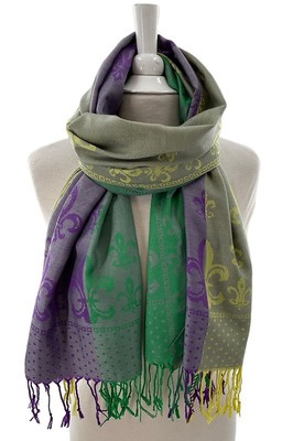 Mardi Gras Pashmina Fleur de Lis Scarf