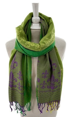 Mardi Gras Pashmina Fleur de Lis Scarf