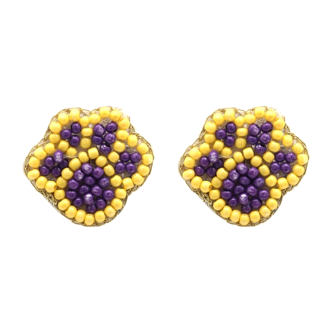 Seed Bead Tiger Paw  Stud Earrings