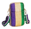 Mardi Gras Crossbody Bag W/ Gold Trim