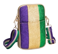 Mardi Gras Crossbody Bag W/ Gold Trim