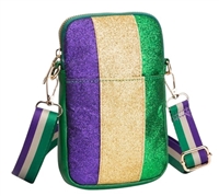 Mardi Gras Crossbody Bag W/ Green Trim