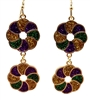 Double Drop Mardi Gras King Cake Earrings