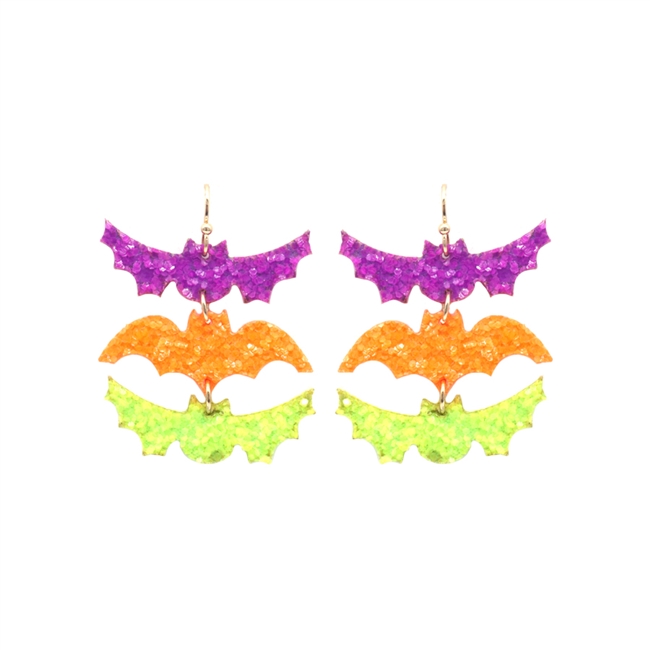 Glitter Bat Drop Earrings