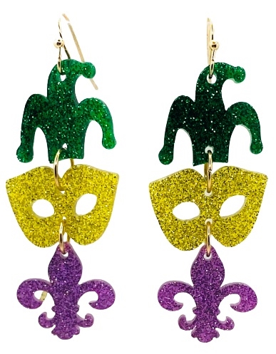 Acrylic  Mardi Gras Drop