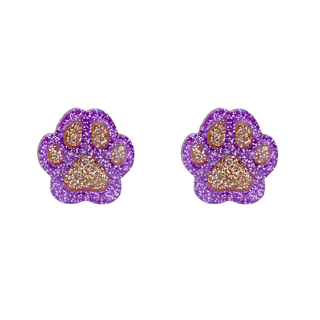 Glitter Tiger Paw Studs