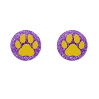 LSU Tiger Paw Glitter FDL Stud Earrings