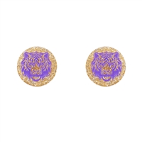 LSU Tiger Glitter FDL Stud Earrings