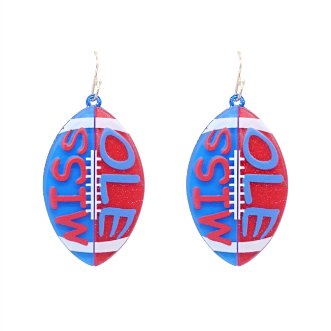 Ole Miss Drop Football Earrings