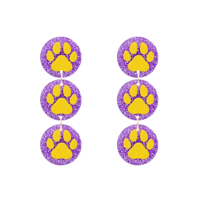 LSU Triple Drop Earrings