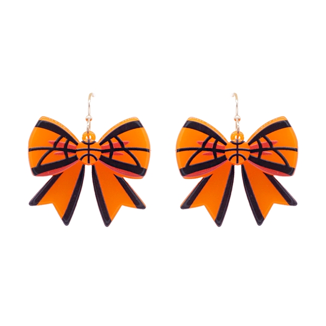 Basketball Dangle Bow Earrings