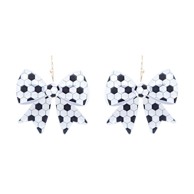Soccer Dangle Bow Earrings