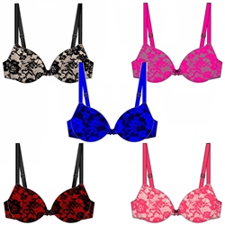 Plus size Microfiber Pushup T-shirt bra with lace overlay