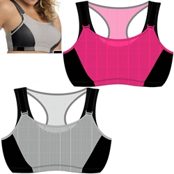 Wholesale Full figure athletic mesh overlay sports bra