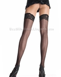 Plus size sheer back seam thigh high with lace top